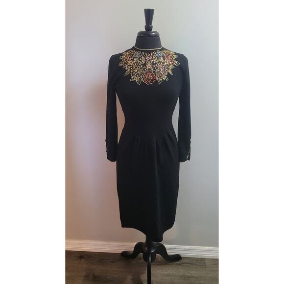 VTG Don Sayres Santana Knit Dress Size 4P (Wool‑Blend, Rhinestone Details) USA - Picture 3 of 14